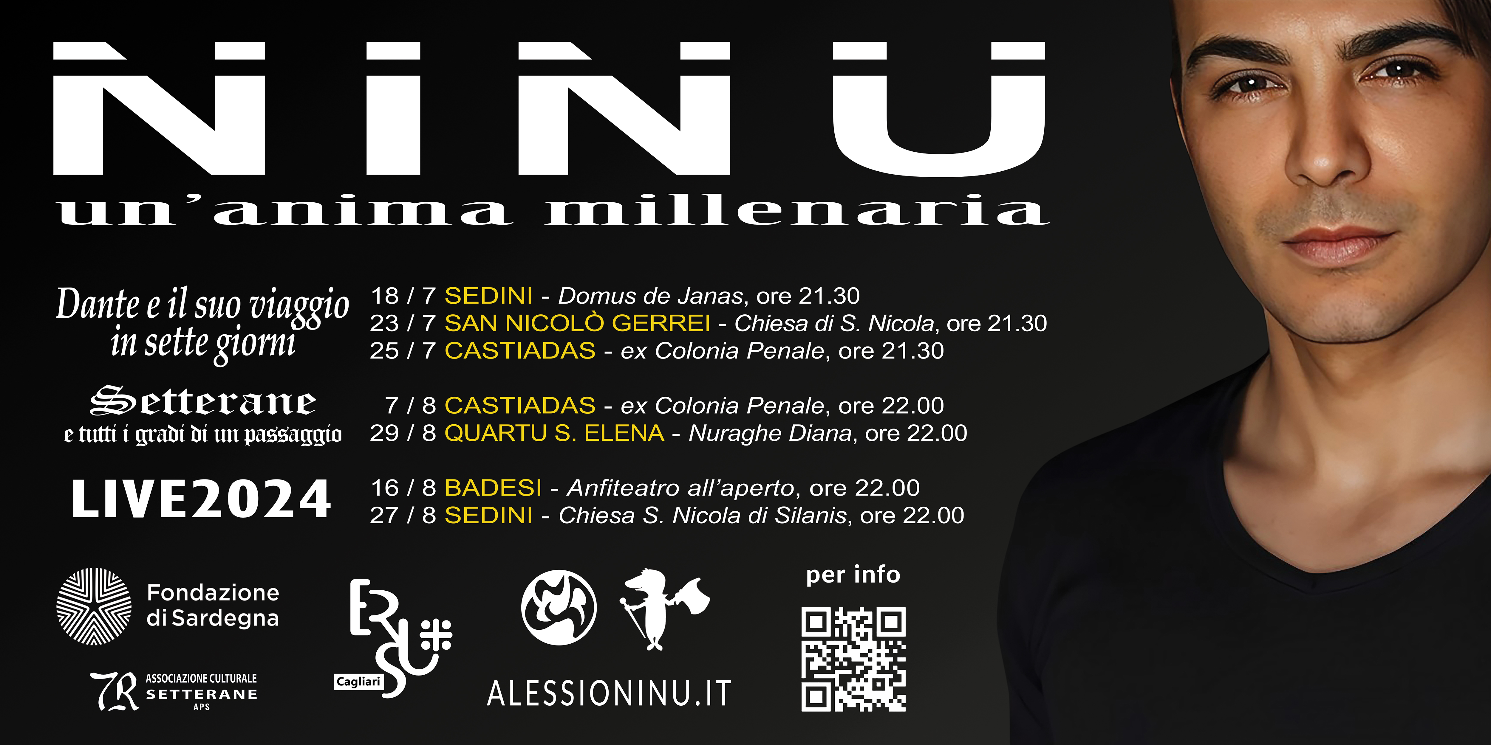 CON ALESSIO NINU NEL MONDO DI DANTE, DI SCENA IL 23 A SAN NICOLO' GERREI.